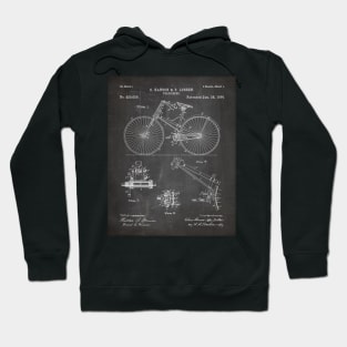 Cycling Patent - Bicycle Art - Black Chalkboard Hoodie